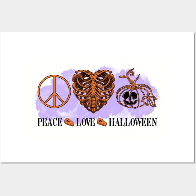 Peace Love Halloween Wall Art by LMW Art